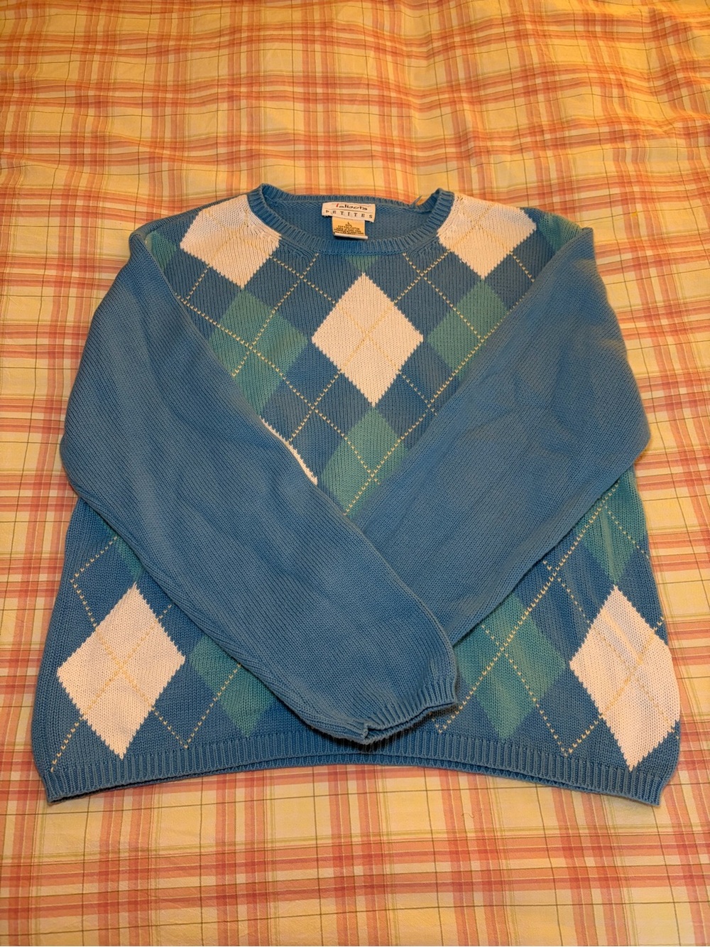 Talbots Petite Blue & White Sweater